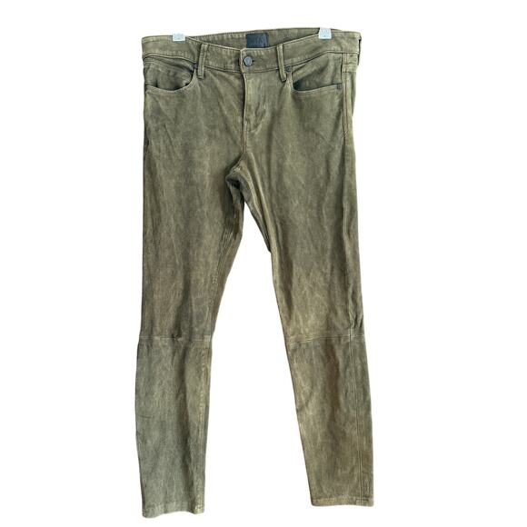 RTA | Olive Green Stretch Lambskin Suede Stretch Leather Skinny Jeans Pants | 26 - Picture 1 of 9